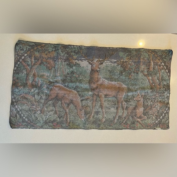 Vintage Retro Deer Tapestry Wall Decor 38 x 20 Rustic Cabin Farmhouse - Picture 3 of 8